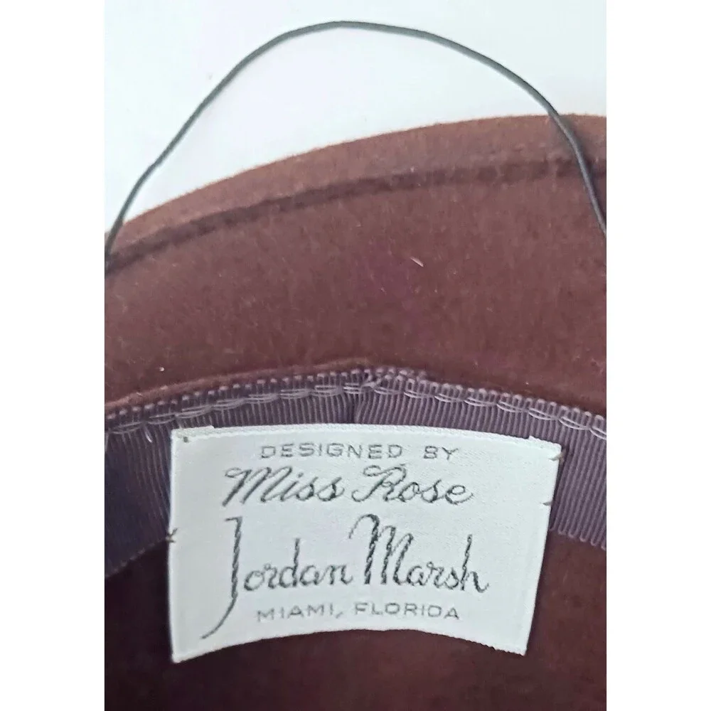 VTG Miss Rose Brown Felt Wool Hat Orange Feather Plume Trim O/S